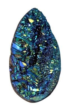 Teal color titanium Druzy cabochon 33 carats 20mm x 38mm lots of flashblue/green